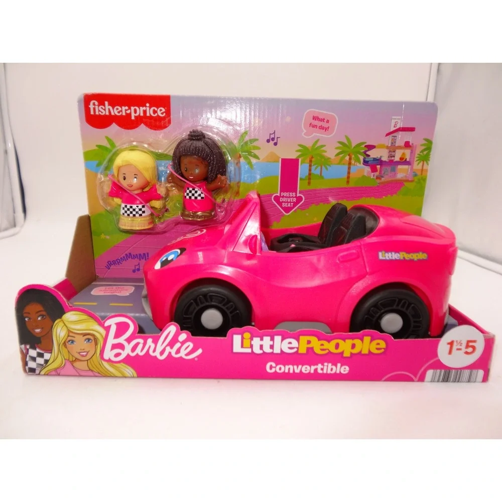 Fisher-Price Little People Barbie Convertible Toy Car with Music Sounds & 2 Figs